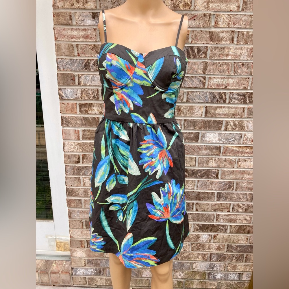 Brown/Grey Multi Color Lily Floral Bustier Sundress